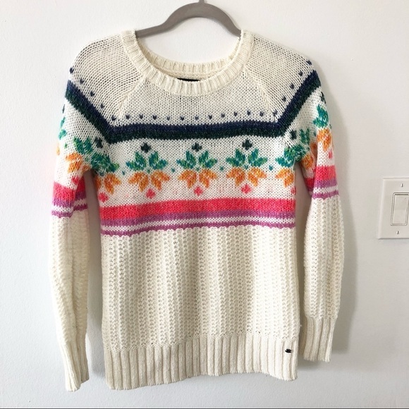 American Eagle jegging fit wool blend rainbow fair isle sweater size xxs - Picture 2 of 5